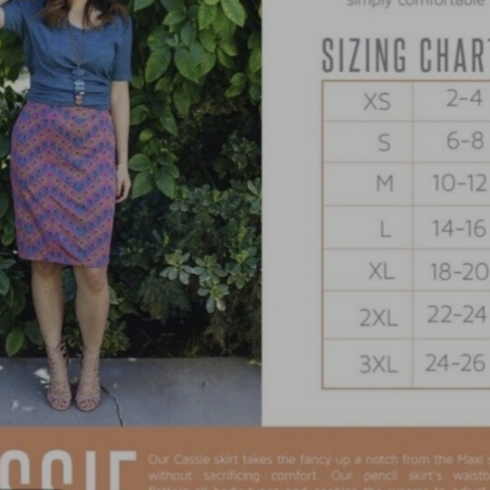 Cassie Lularoe Pencil 3xl Skirt Orange background with multi floral design. - Picture 3 of 11